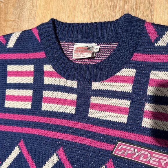 Vintage 1990's Men's SPYDER 100% Wool Active Boulder Ski Sweater Pullover Size M - Picture 7 of 16